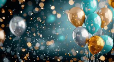 Festive Balloons With Confetti photo