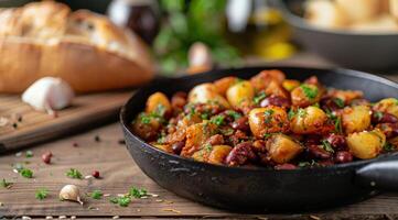 Bean and Potato Stew in Cast Iron Skillet photo