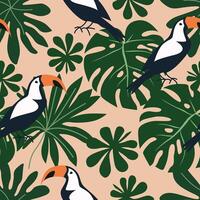 Elegant design featuring a tropical bohemian pattern with vibrant colors and intricate details, perfect for adding a touch of exotic charm and artistic flair to any project. vector