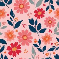 A charming pattern of flowers and leaves, intricately detailed with vibrant colors and elegant lines, perfect for adding a touch of natural beauty and sophistication to any design project. vector