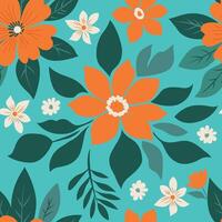 A charming pattern of flowers and leaves, intricately detailed with vibrant colors and elegant lines, perfect for adding a touch of natural beauty and sophistication to any design project. vector