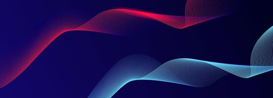 Abstract glowing wave lines on dark blue background. Dynamic wave pattern. Modern flowing wavy lines. Futuristic technology concept. Suit for banner, poster, cover, brochure, flyer, website vector