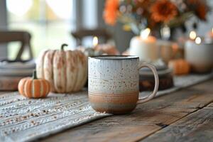 Copper Mug on Rustic Table Setting photo