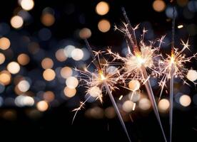 Sparklers Burning at Night photo