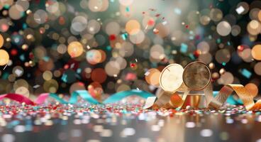 Gold Trophies and Confetti photo