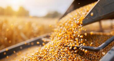 Grain Pouring Into a Pile in a Field photo