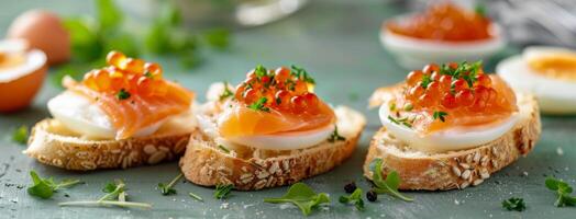 Smoked Salmon and Caviar Toast With Egg photo