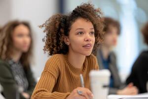 Woman Smiling In Office Setting photo