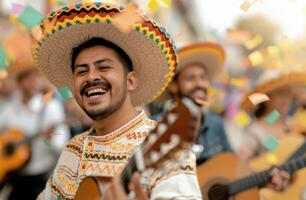 Man in Sombrero Smiling at Celebration photo