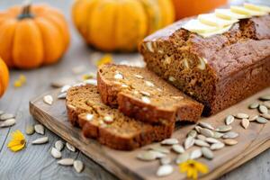 Pumpkin Bread Slices With Butter photo
