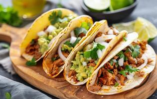 carne de vaca tacos con cebollas y cilantro foto