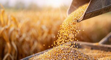 Grain Pouring Into a Pile in a Field photo