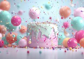 Pink Cupcake With Sprinkles Falling photo