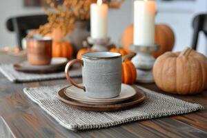 Copper Mug on Rustic Table Setting photo