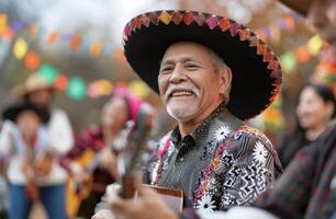Man in Sombrero Smiling at Celebration photo
