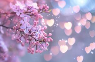 Lilac Blossoms With Bokeh Background photo