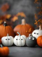 Pumpkins on a Dark Surface photo