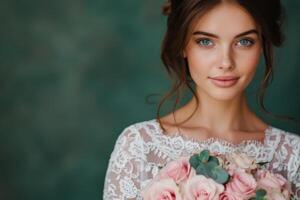 Bride Holding Bouquet photo