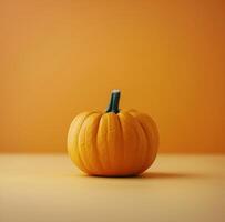 Single Pumpkin On Orange Background photo