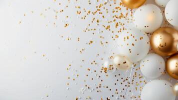 White and Gold Balloons With Confetti photo