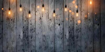 String Lights on Wooden Wall photo