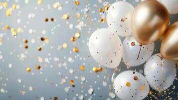 White and Gold Balloons With Confetti photo