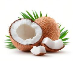 Coconut Pieces and Palm Fronds photo
