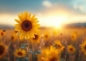 Sunflower Field At Sunset photo