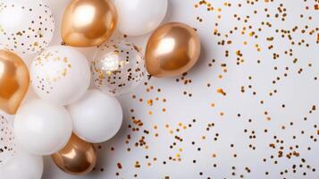 White and Gold Balloons With Confetti photo
