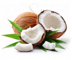 Coconut Pieces and Palm Fronds photo