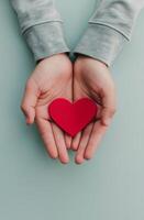 Hands Holding Red Knit Heart photo