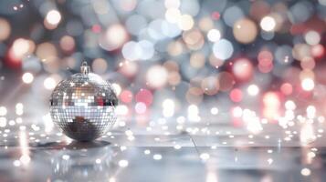 Disco Ball on Reflective Surface photo