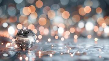 Disco Ball on Reflective Surface photo