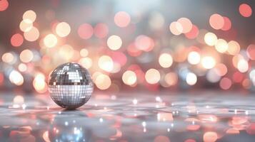 Disco Ball on Reflective Surface photo