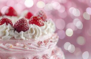 Strawberry Cake With Whipped Cream photo