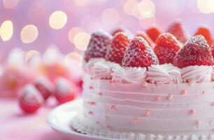 Strawberry Cake With Whipped Cream photo