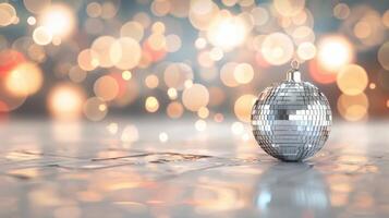 Disco Ball on Reflective Surface photo