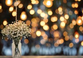 Floral Centerpieces With String Lights photo
