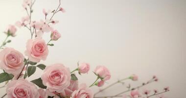 Pink Roses on White Background photo