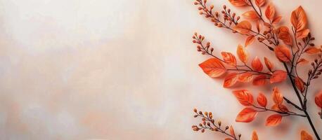 Autumn Leaves on Beige Background photo
