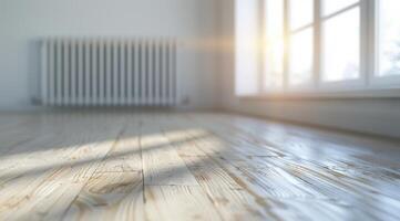 Sunlight Streaming Through Window Onto Wood Floor photo