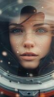 Woman Gazing Out of Spacesuit Visor photo