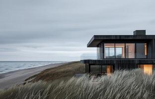 Modern House on Beach Dunes photo