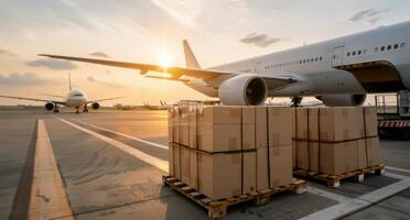 Cargo Plane at Sunset photo
