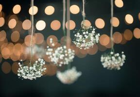 Floral Centerpieces With String Lights photo