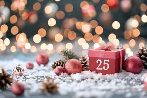 Christmas Gift Box With Number 25 photo