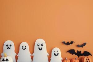 Halloween Decorations With Ghosts and Pumpkins photo