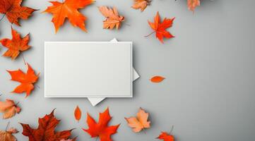 Autumn Leaves Surrounding Blank Card photo