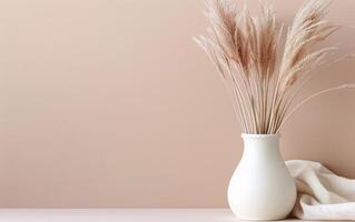 White Vase With Pampas Grass photo