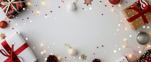 Gift Wrap Flat Lay With Confetti photo